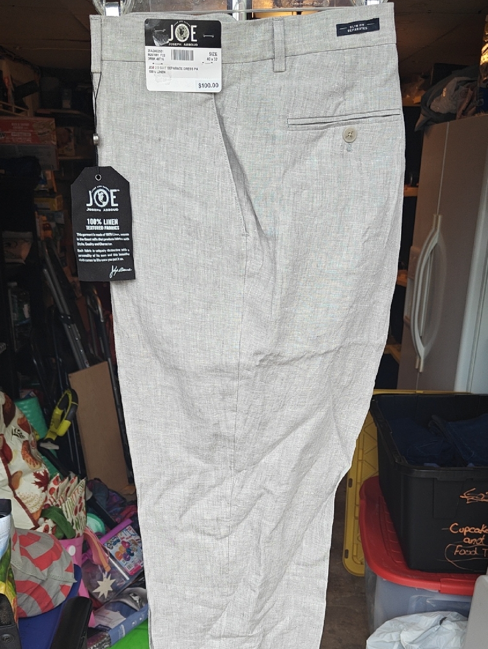 NWT Joseph Abboud Light Gray Linen Dress Pants